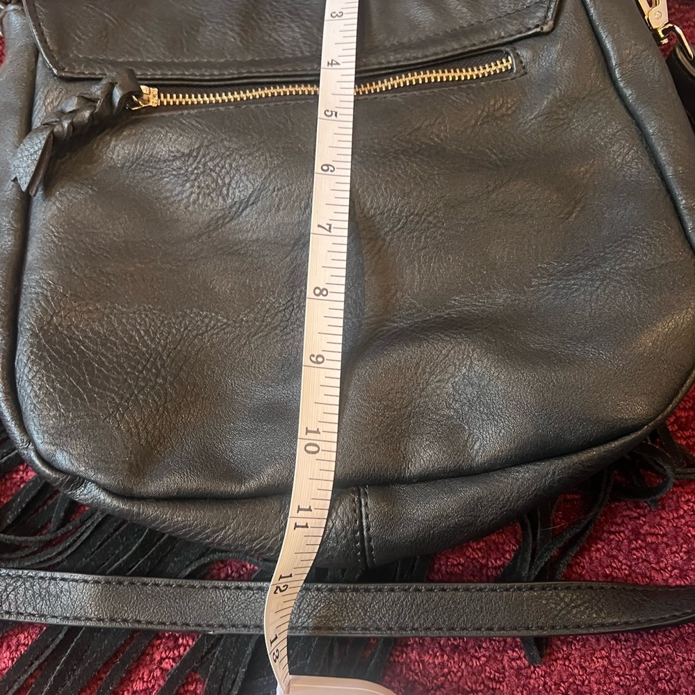 Sole Society EUC black Fringe Faux Leather Crossbody - Picture 7 of 10